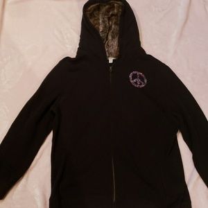 Fur lined zip up hoodie